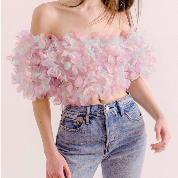 Lirika Matoshi flower petal crop top